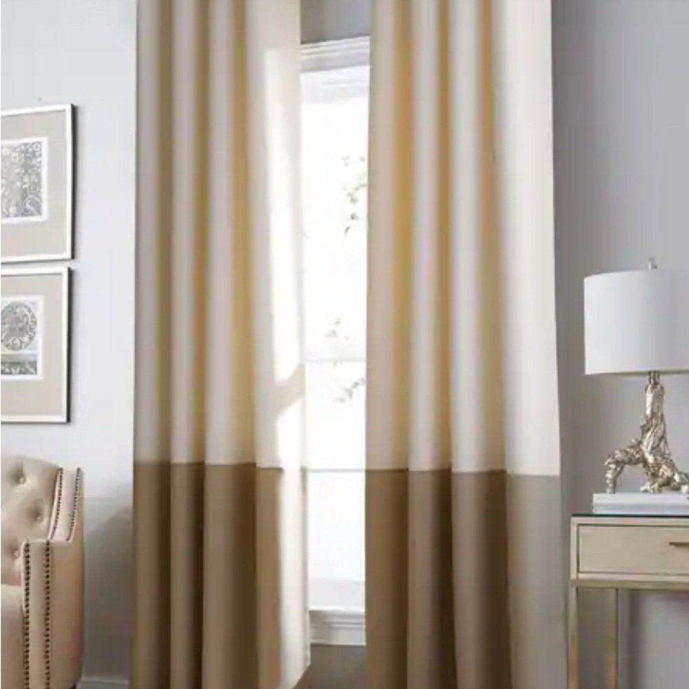 CurtainWorks — (8) Two-Tone Room Darkening Grommet Curtain Panels
